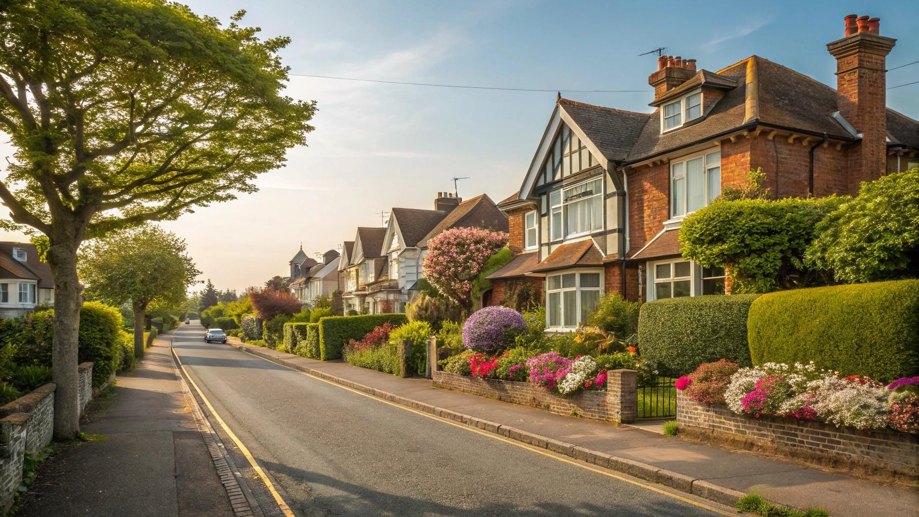 Goring-by-Sea residential street with typical Sussex houses