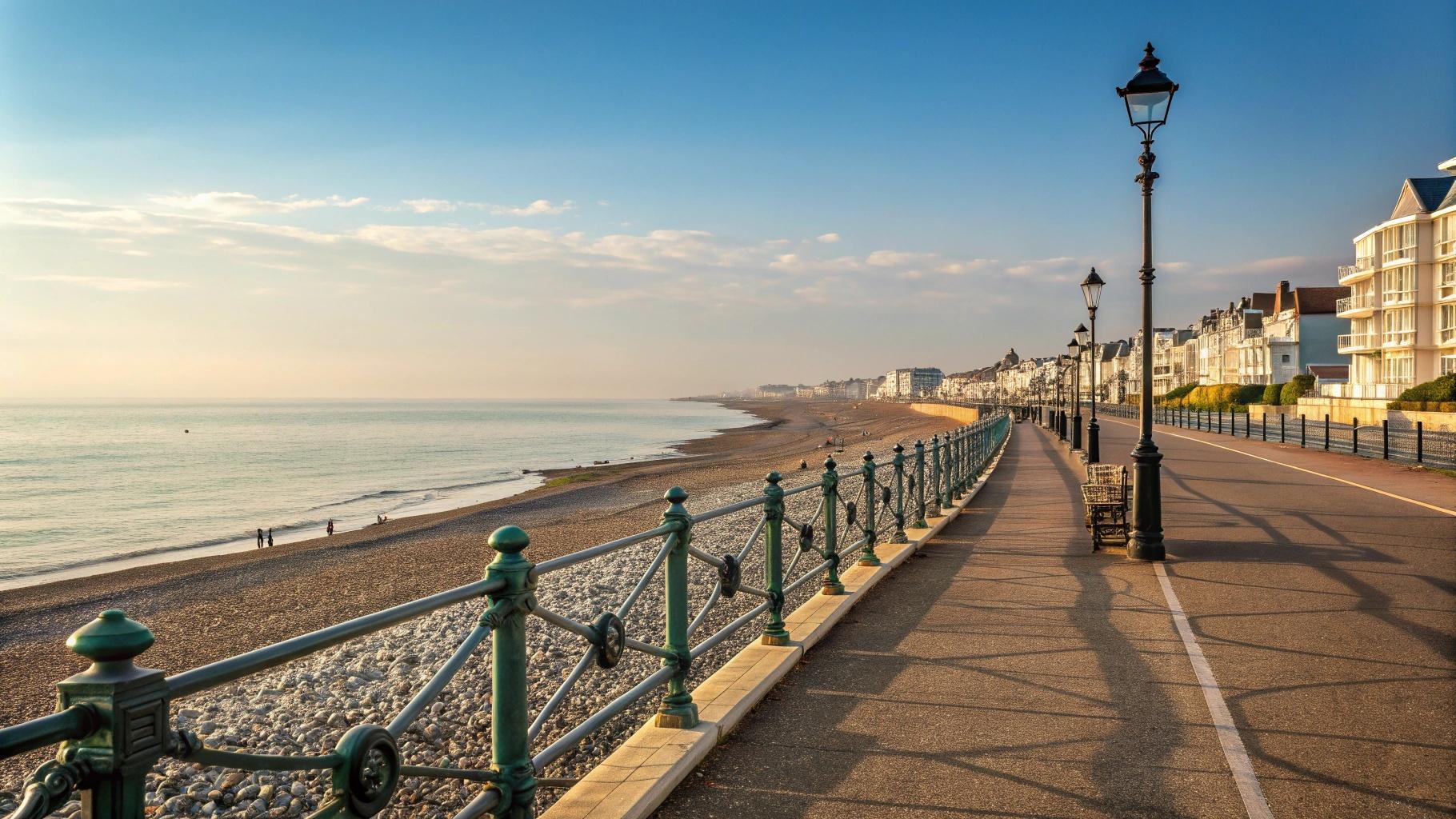 Goring-by-Sea village scene with local shops and coastal views