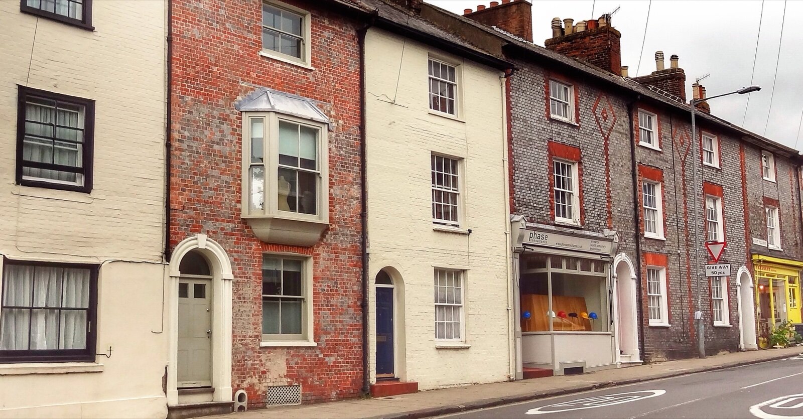 Period terraced houses on East Street in Lewes, East Sussex